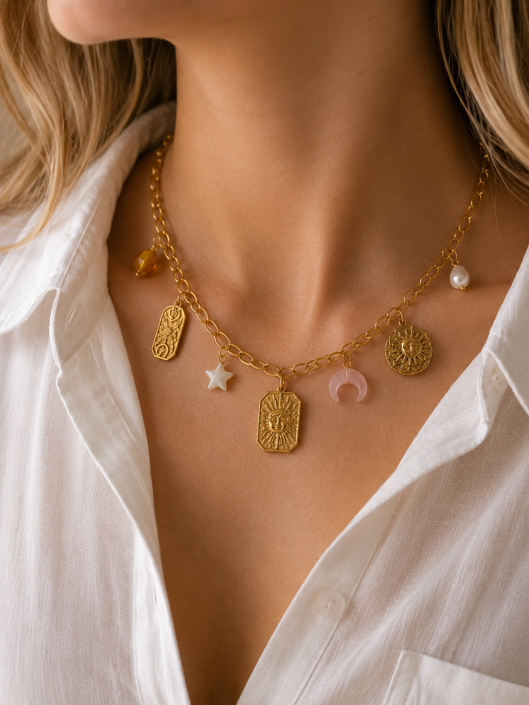 Collier Soleil & Lune Doré