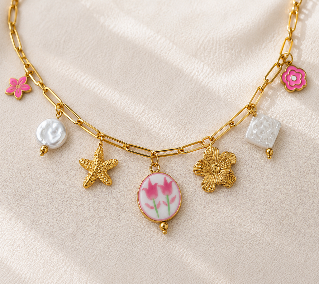Collier Bloom Pearl – Doré & Fleurs
