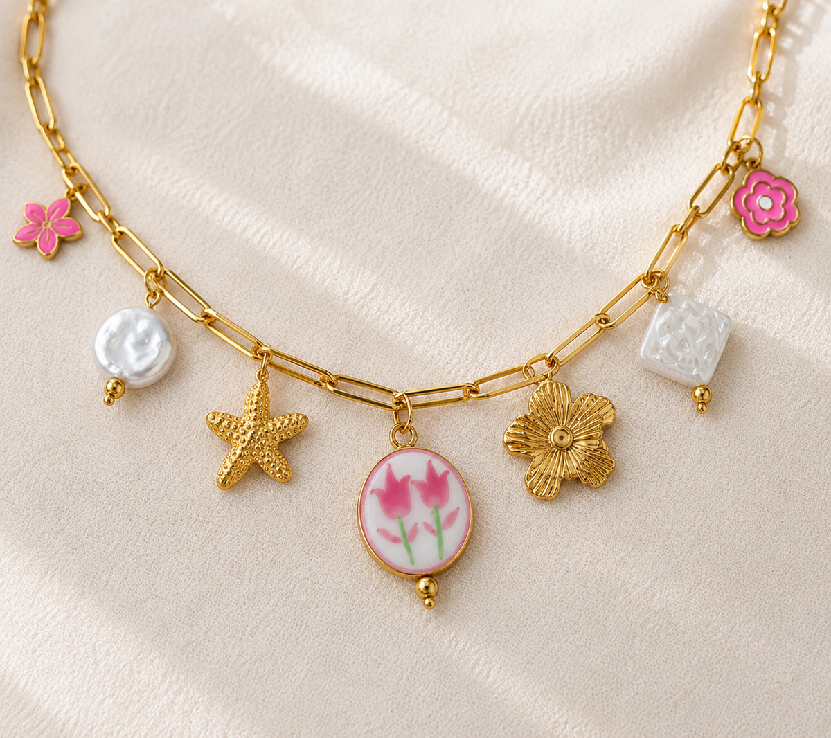 Collier Bloom Pearl – Doré & Fleurs