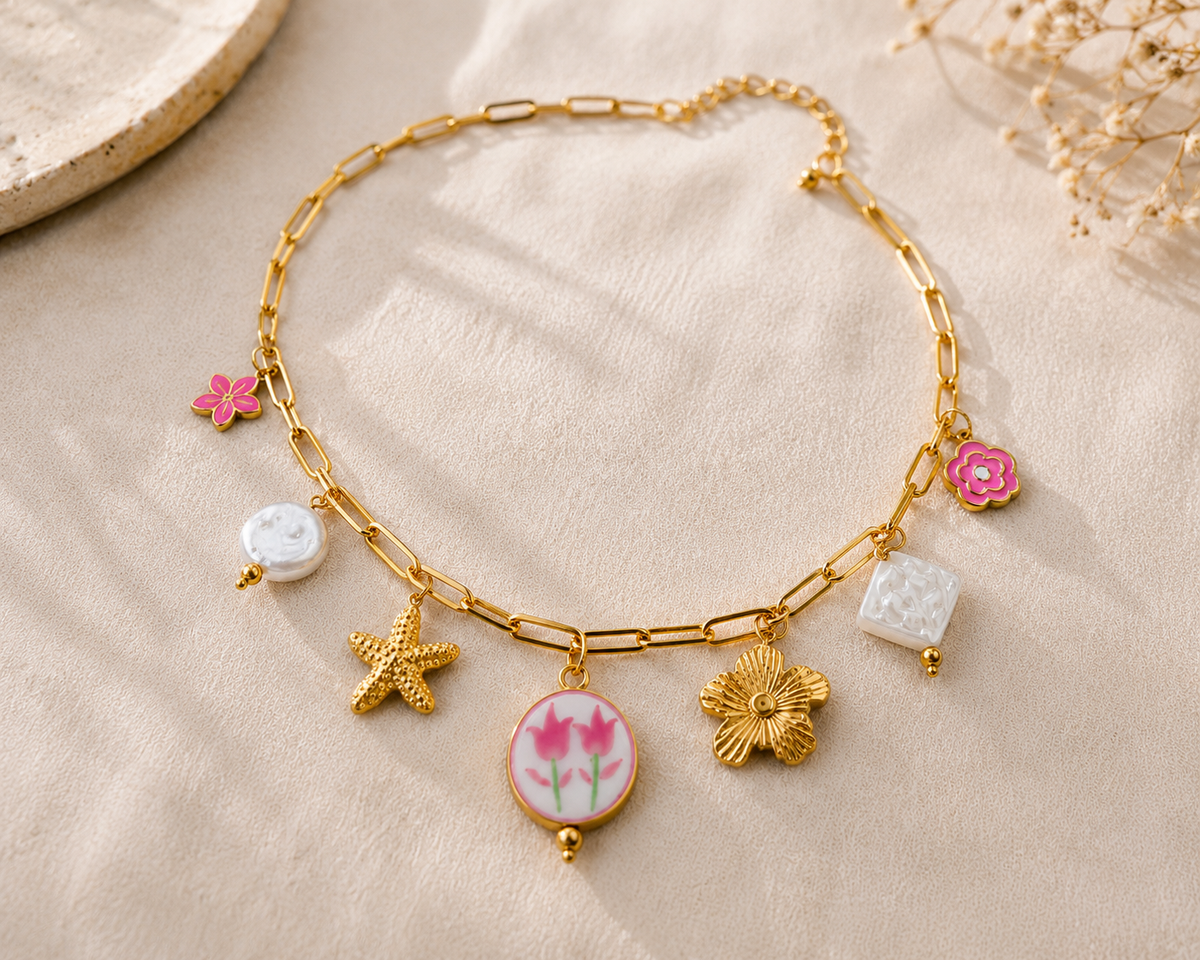 Collier Bloom Pearl – Doré & Fleurs