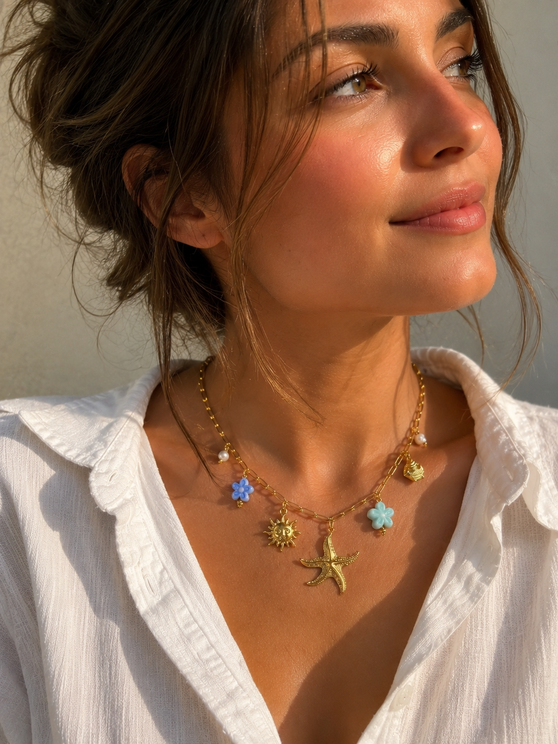 Collier Étoile de Mer Bleu & Doré 🌊✨