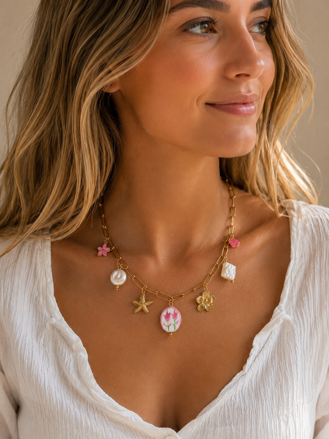 Collier Bloom Pearl – Doré & Fleurs